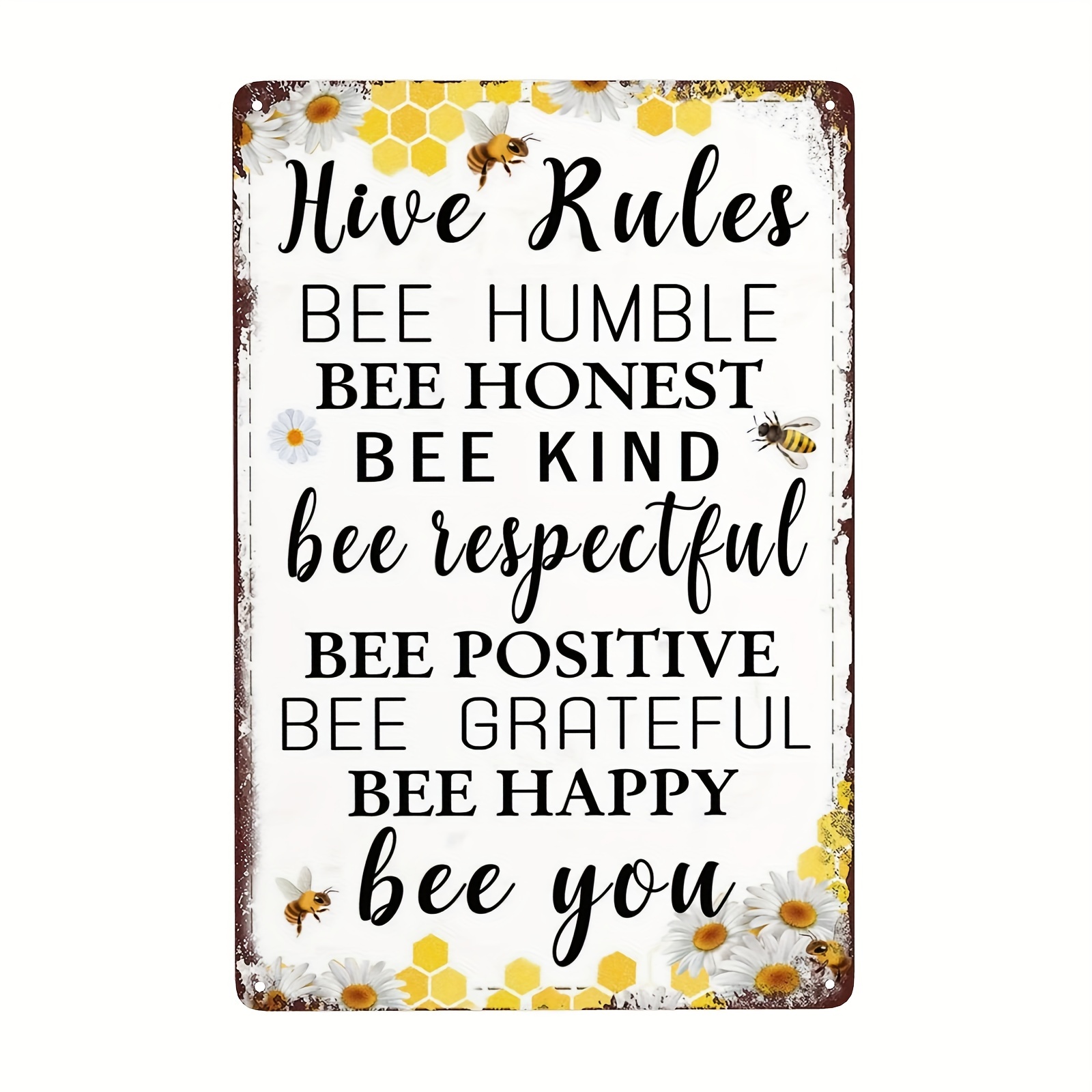 Bee Garden Decor Bee Hive Rules Sign For Home Honey Bee - Temu