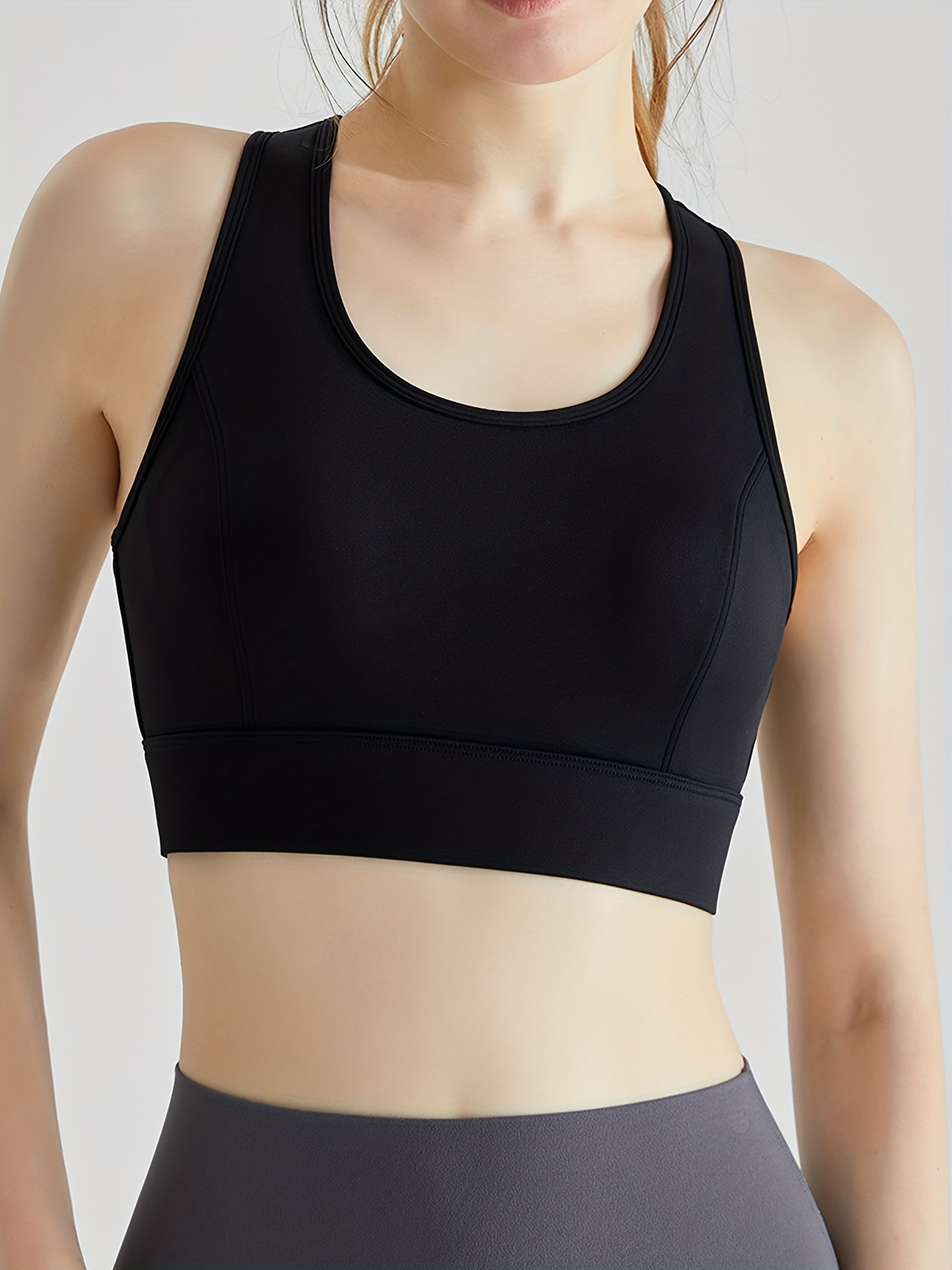 Solid Color High Strength Sports Yoga Bra Quick Drying Mesh - Temu