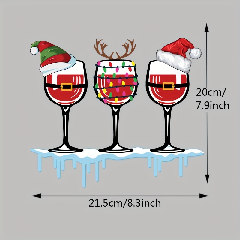 Wine Glass Christmas Santa Hat Reindeer Funny Christmas Gift - Christmas  Wine - Sticker