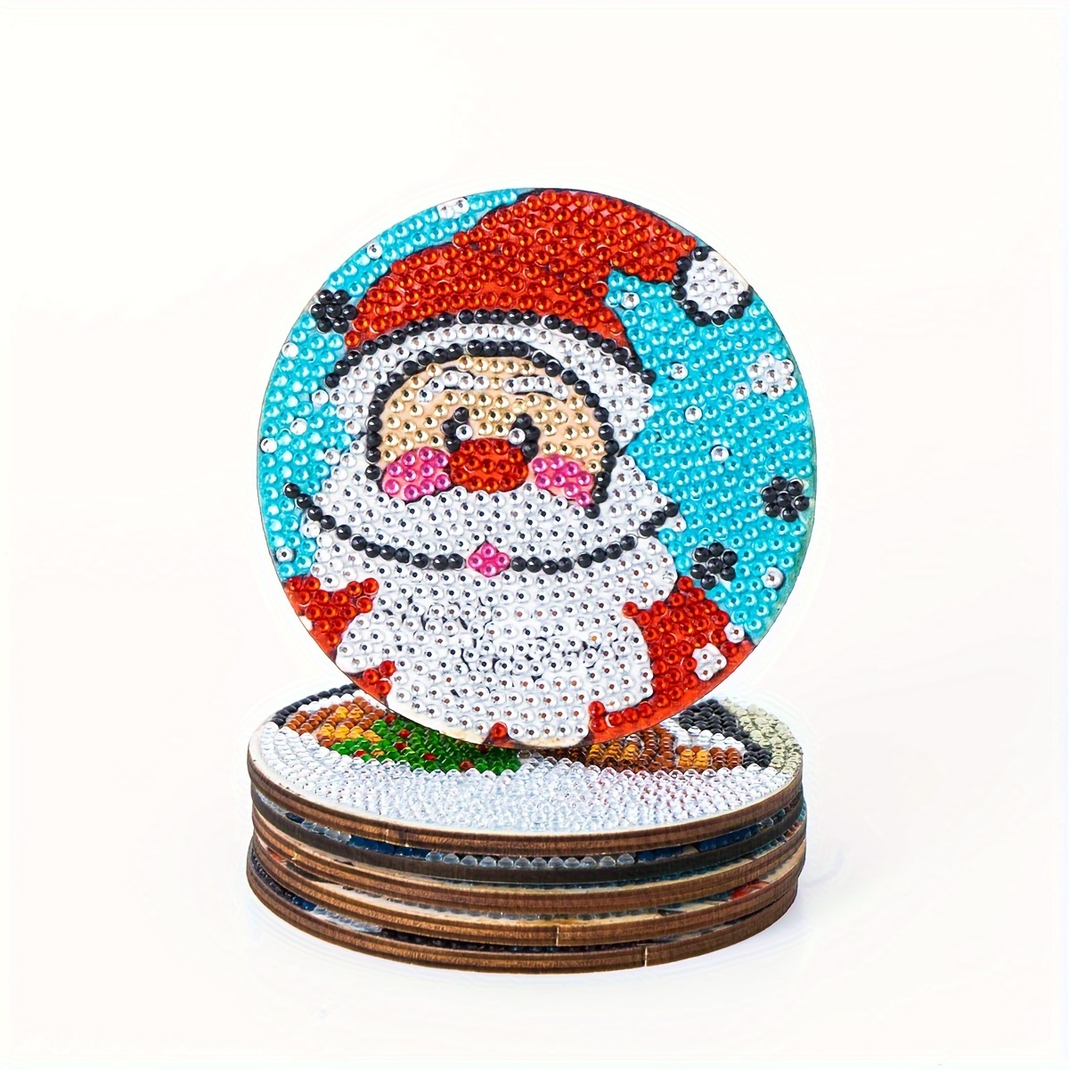 Snowman Face Diamond Art Coasters Kits With Holder Diy - Temu