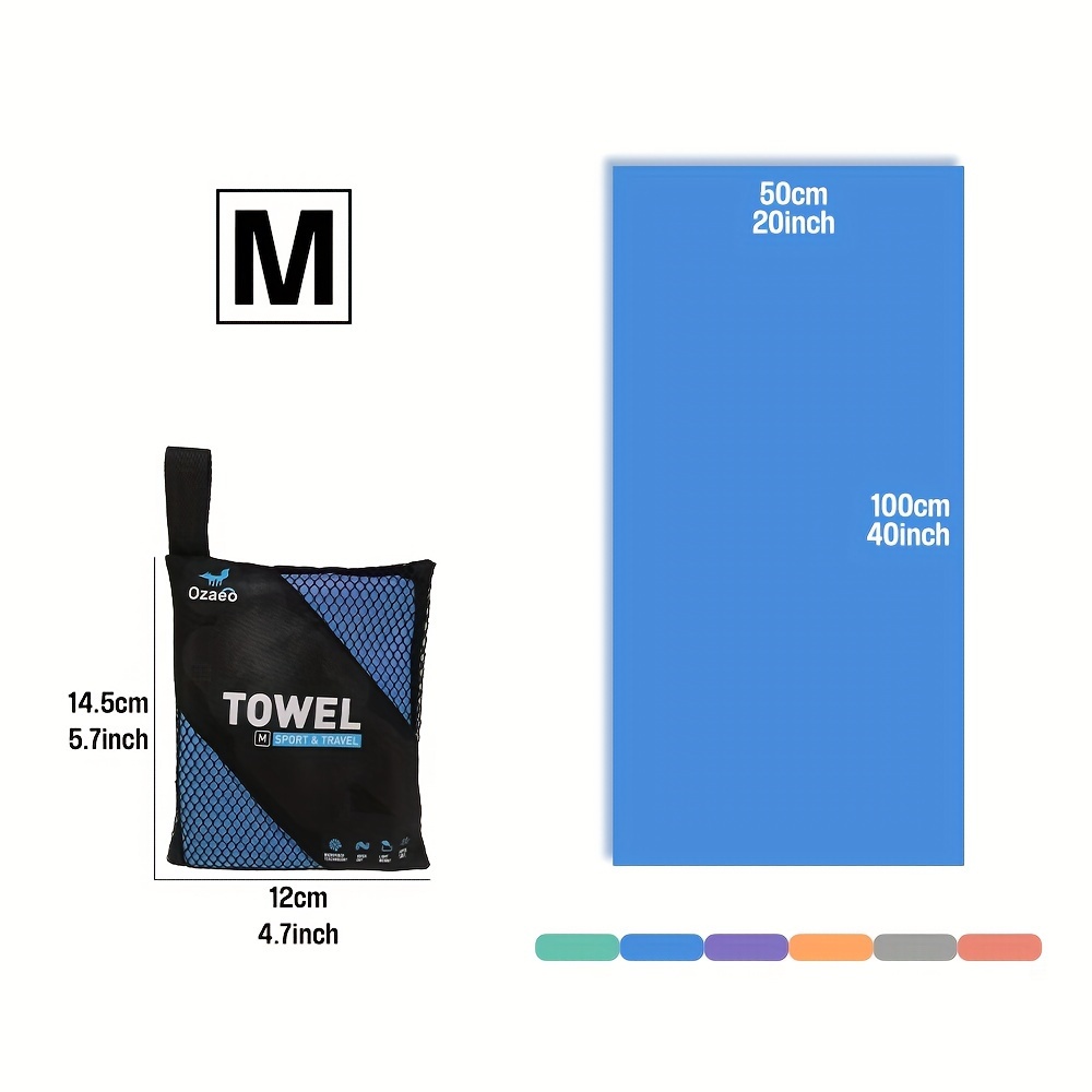Microfiber Travel Towel with Mesh Bag, Quick Drying for Camping, Beach, Hiking
