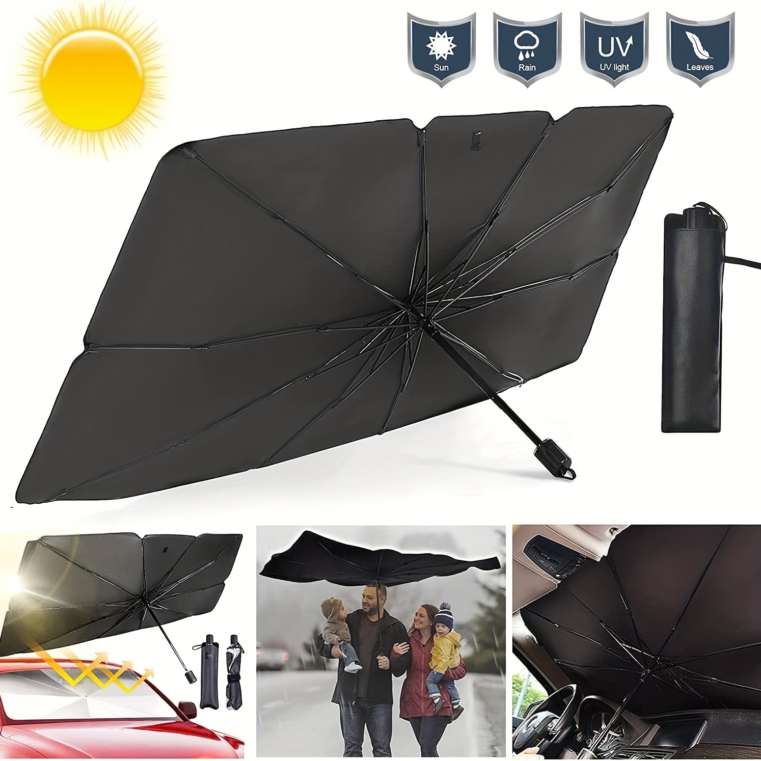 Kaufe Auto-Windschutzscheiben-Sonnenschutz-Regenschirm, faltbarer Auto- Regenschirm-Sonnenschutz-Abdeckung, UV-Block (Wärmeisolationsschutz) für  Auto-Windschutzscheibenabdeckungen für die meisten Autos