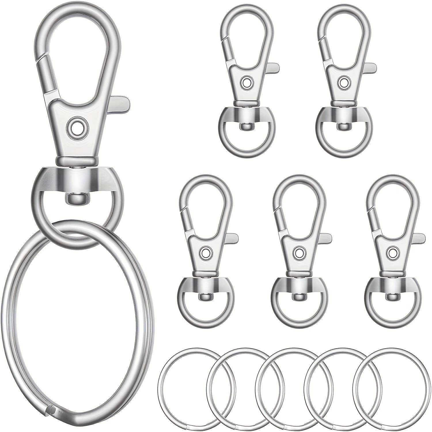 60 Sets Keychain Swivel Clips Key Chain Snap Hooks with Round Rings for  Keychains Lanyards Crafts 