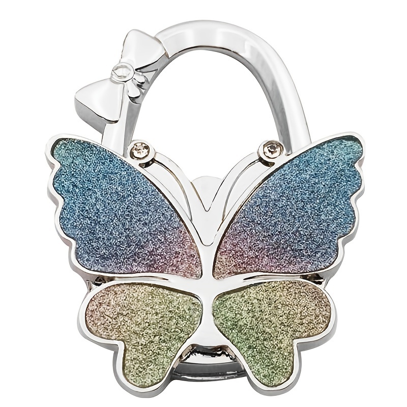 1Pcs Crystal Alloy Purse Handbag Bag Round Metal Hanger Hook Holder Unique  Folding Portable Butterfly Pattern Fashion Table Hook