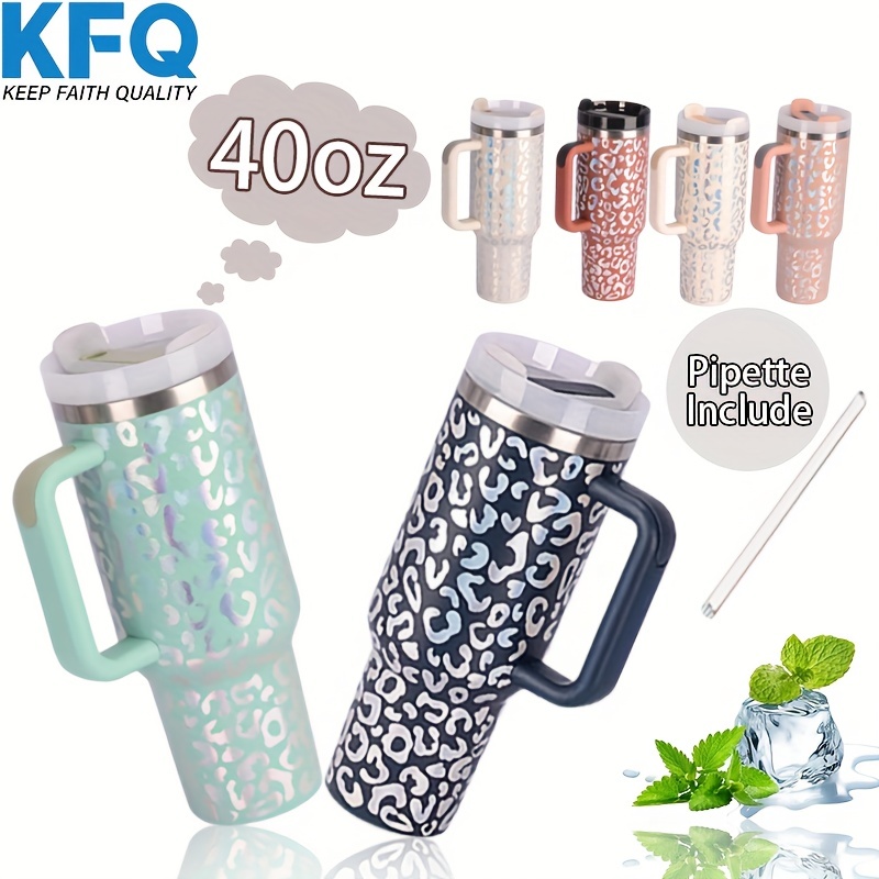1pc 40oz Stainless Steel Insulated Cup With Straw, Lid, Rainbow Holographic  Leopard Print, Suitable For Kids And Adults, Outdoor Camping Flask,  Reusable Metal Water Bottle, Travel Mug