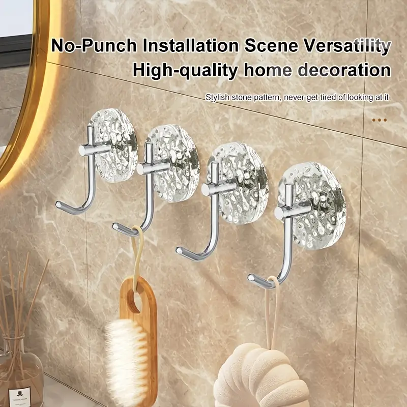 Adhesive Wall Hooks, Acrylic Shower Hooks For Hanging, Self-adhesive Hooks  Towel Holder, Bathroom Accessories - Temu