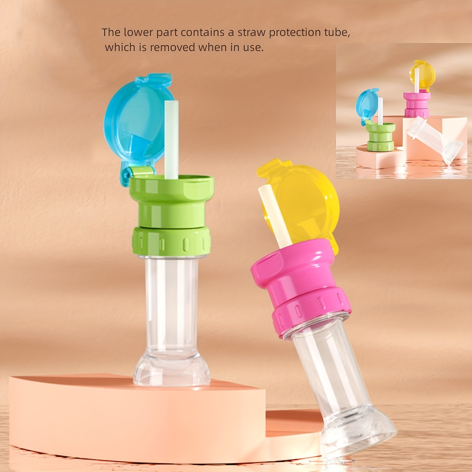 Portable Kids No Spill Choke Water Bottle Cup Adapter with Tube