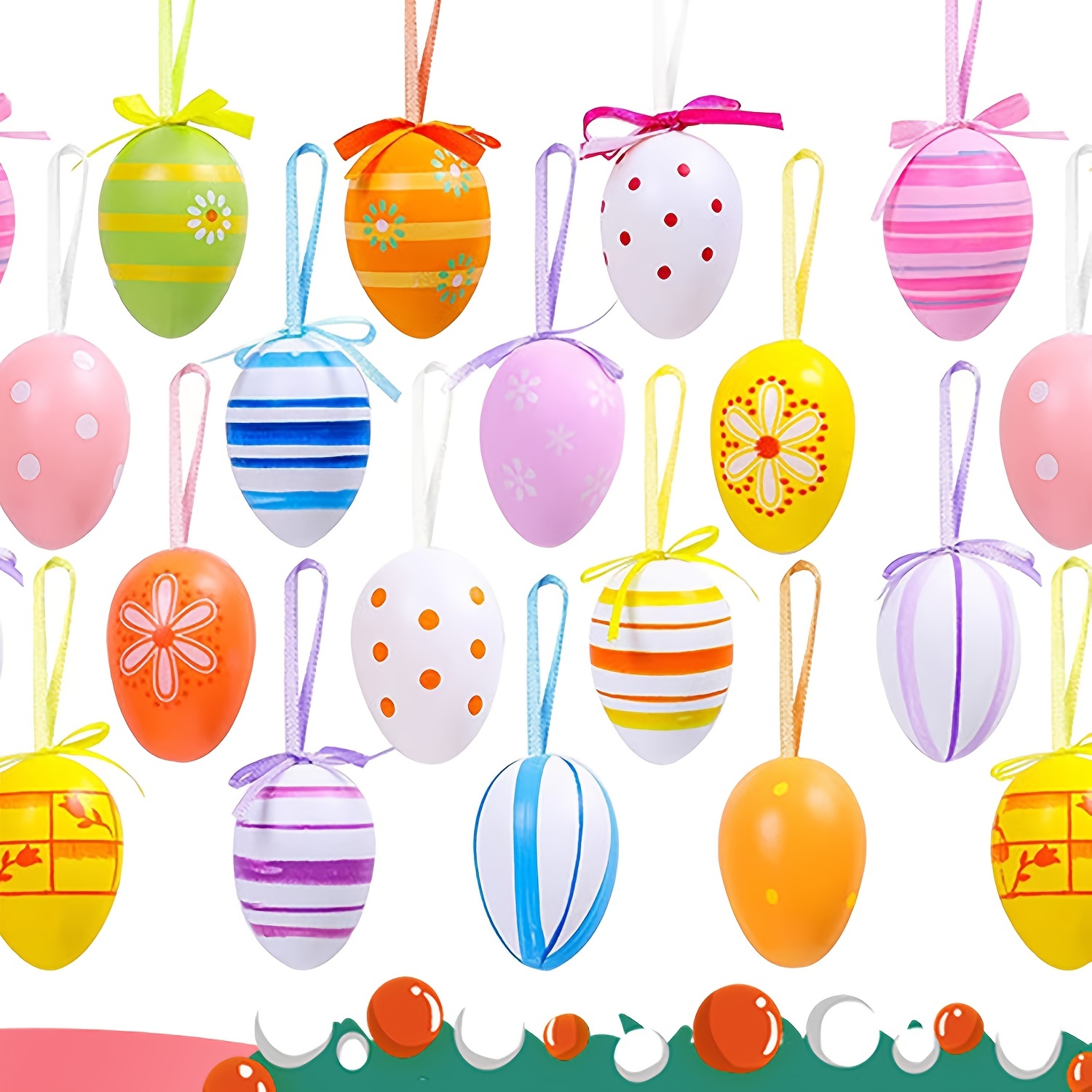 12pcs Hand Painted Easter Eggs - Party Make Up, DIY Imitation Egg