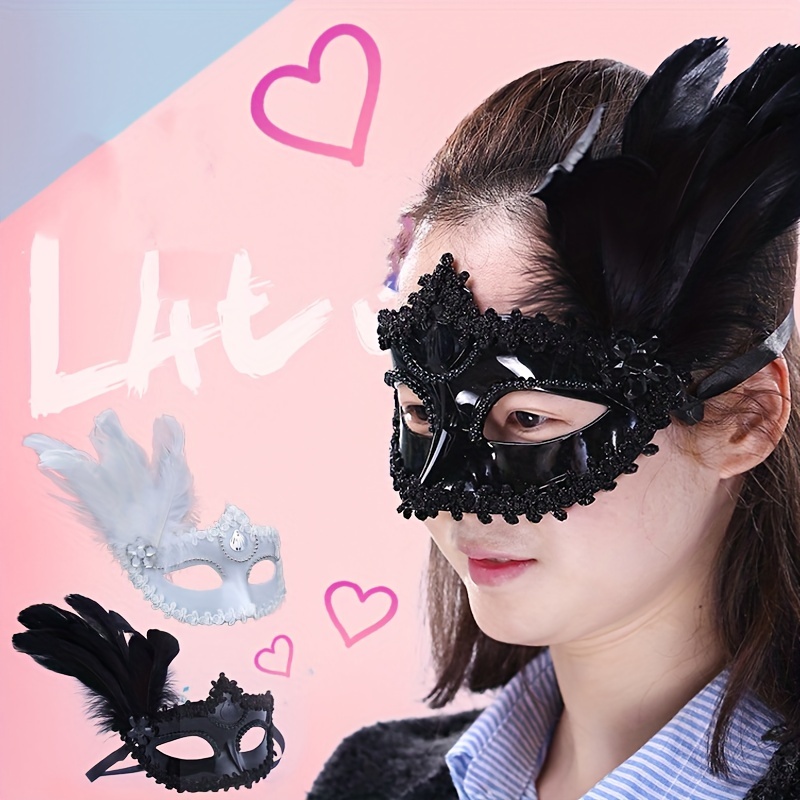 Masquerade Masks Feathers Masquerade Ball Prom Halloween Mask Black
