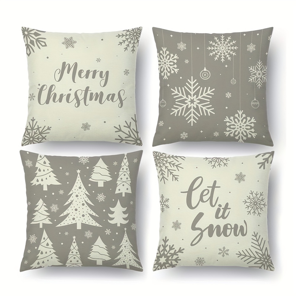 Grey Christmas Throw Pillow Covers Decorative Xmas Gray Farmhouse Snowflake  Joy Decorations Decor For Merry Christmas Winter Holiday Bed Home Couch  Sofa Living Room (cushion Is Not Included) - Temu Italy