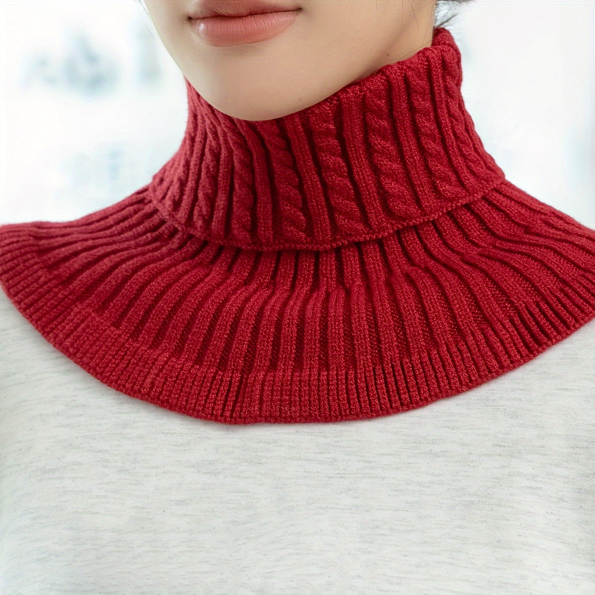 Elegant Turtleneck Twist Knit Neck Gaiter Simple Solid Color - Temu