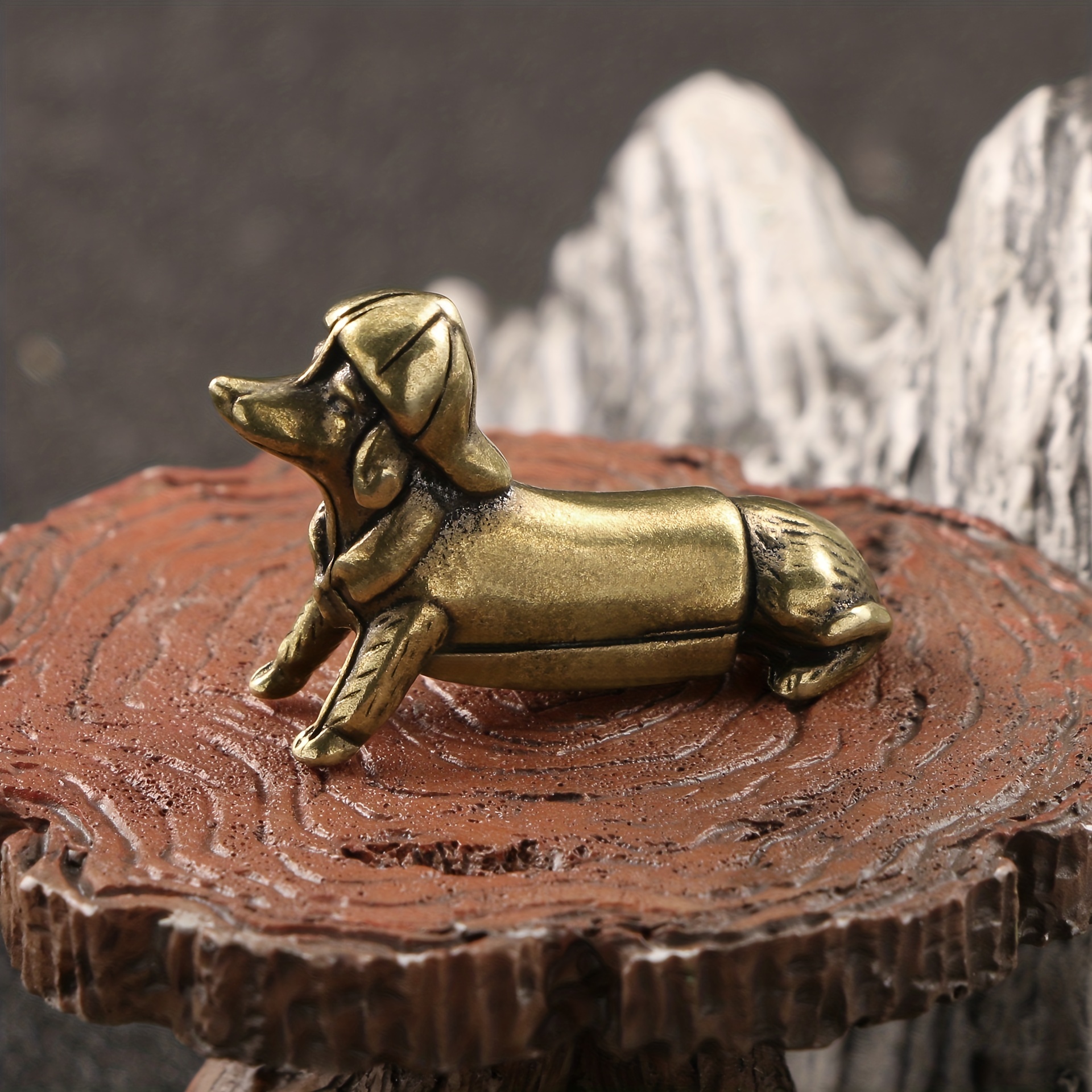 Creative Dachshund Solid Copper Ornament Cute Puppy Tea Pet - Temu