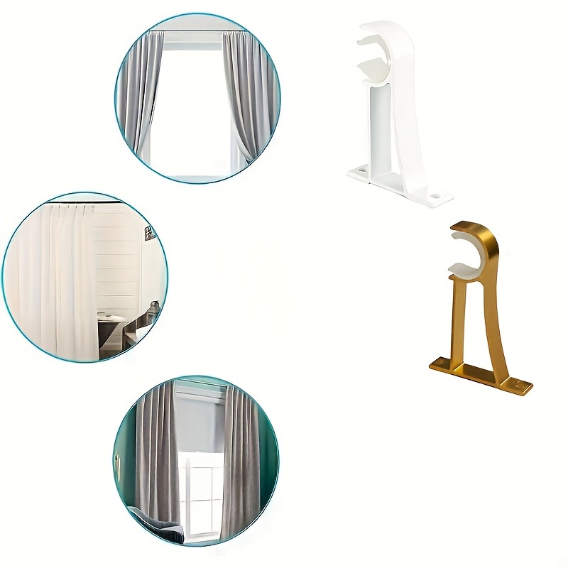 2pc, Aluminum Alloy Curtain Rod Holder Thickening, Curtain Rod Hook  Bracket, Single Curtain Rod Bracket, With 4 Screws, Plastic Expansion Tube