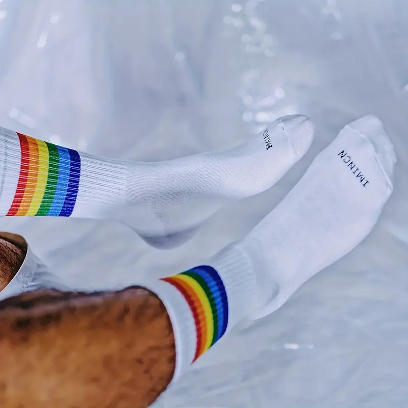 Pride Socks: Rainbow Striped Tube, Athletic and Casual Socks