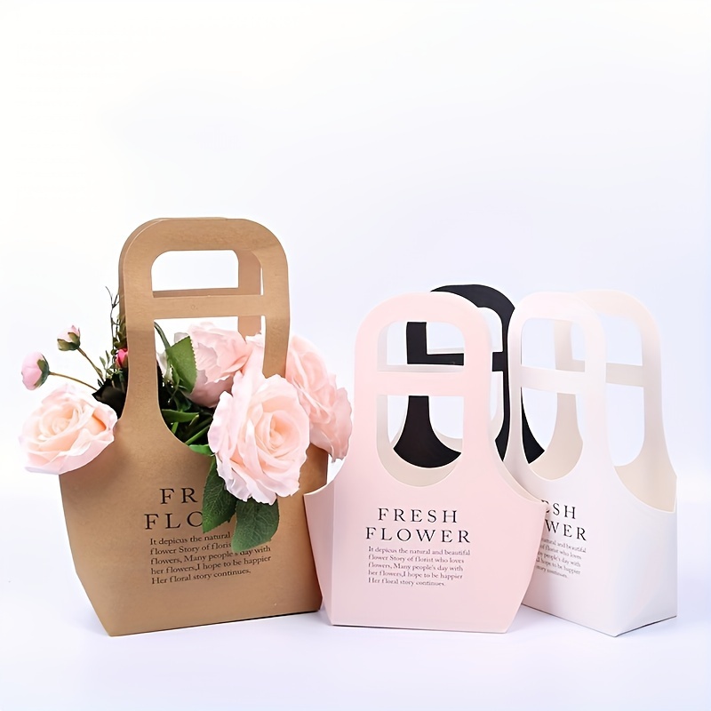 Flower Wrapping Box, Rose Wrapping Paper Bag Gift Box With Handle