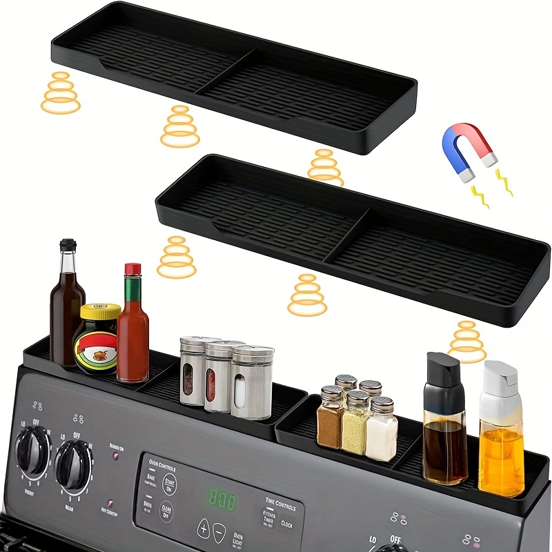 30 Inch Silicone Magnetic Stove Top Shelf, Kitchen Shelf Over Stove Spice  Rack Apartment Must Haves Kitchen Gadgets for Above Stovetop Seasoning