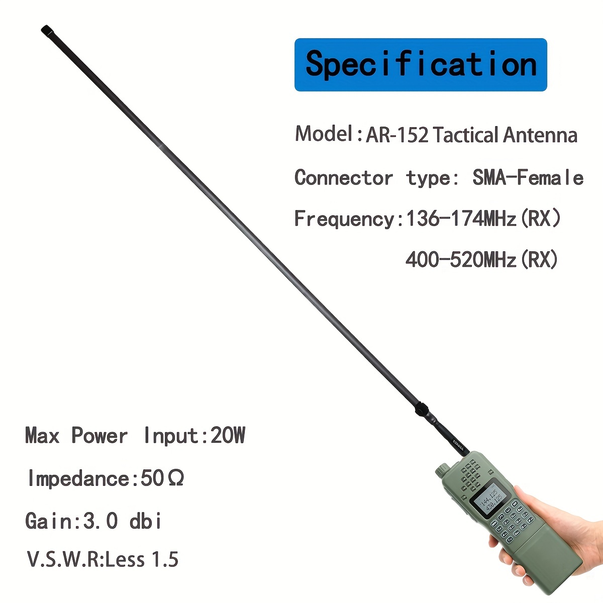 42.5-inch Length ABBREE SMA-Female Dual Band 144/430MHz Foldable CS Tactical Antenna for Baofeng UV-5R UV-82 BF-F8HP Ham Two Way Radio, 42.5 in