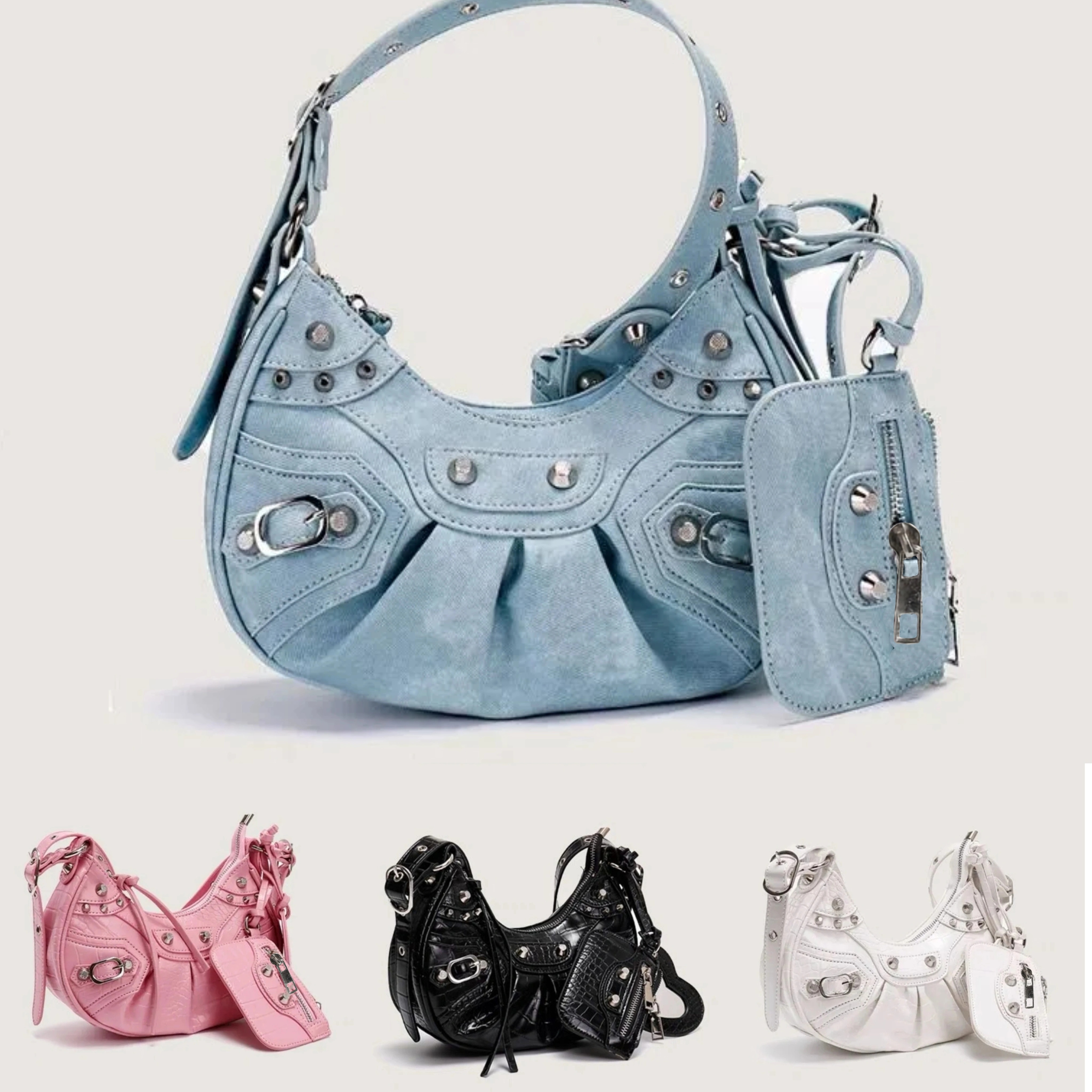 Trendy Y2k Design Baguette Bag, Stylish Underarm Bag With Buckle Decor,  Chain Decor Bag For Musical Festival - Temu Italy