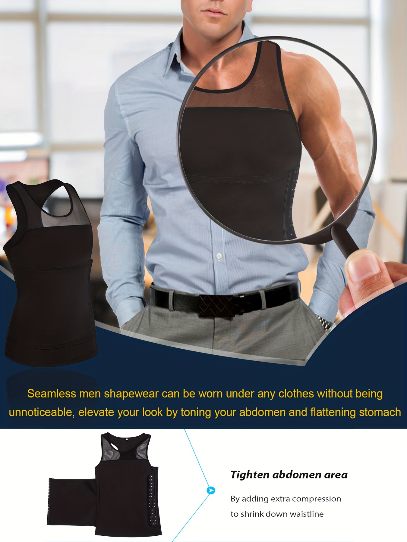Men's Compression Tummy Control Tight Vest Body - Temu