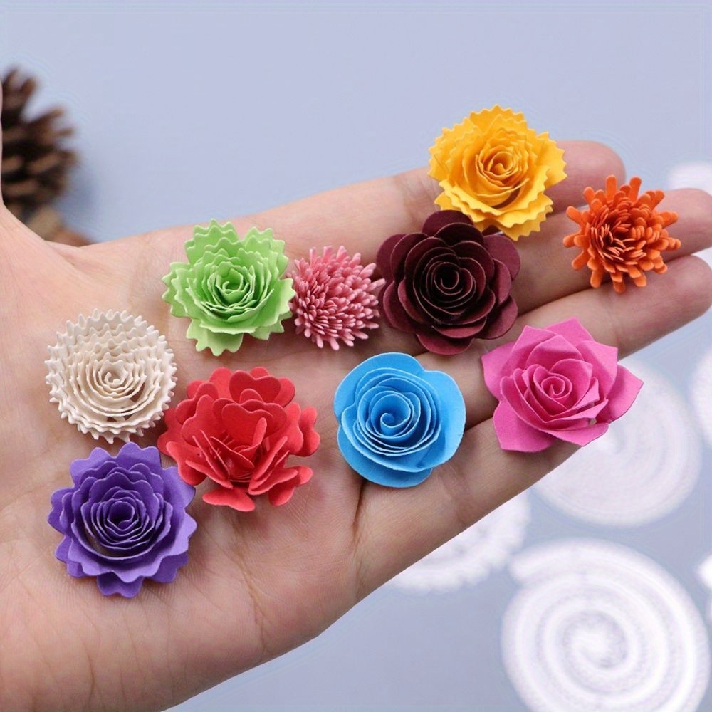 Briartw 9 Pieces 3D Flowers Spiral Cutting Dies for Card Making DIY  Scrapbooking Paper 