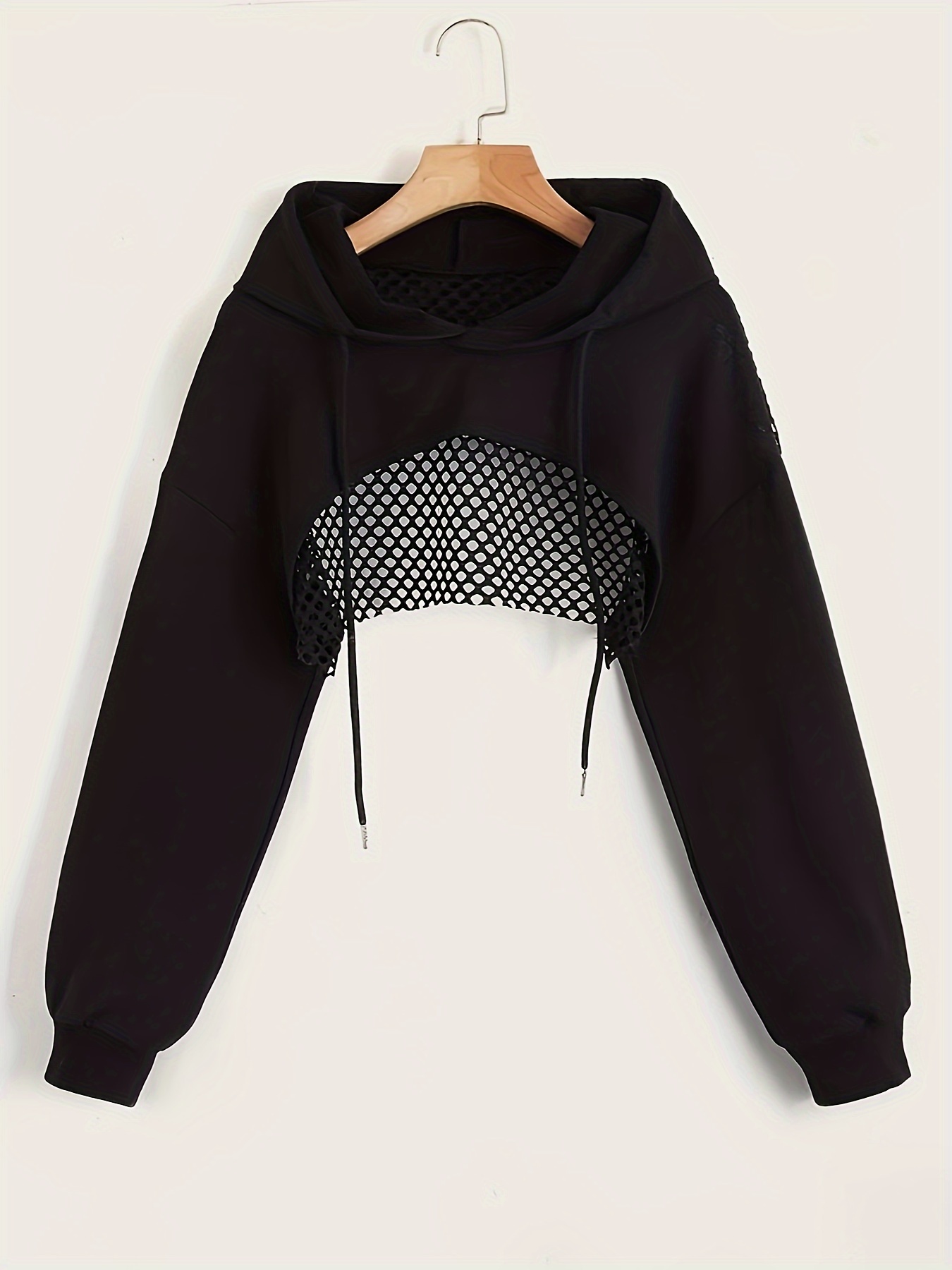Generic Women Long Sleeve Pullover Hooded Sweatshirt Casual Loose Crop Top