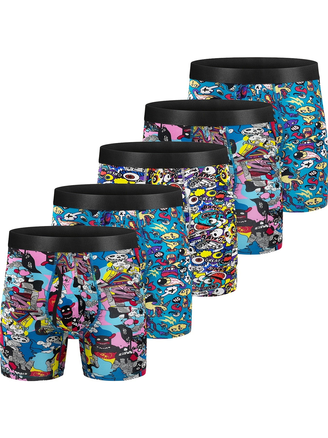 Snacks Print Men's Boxer Briefs Shorts Breathable Comfy Long