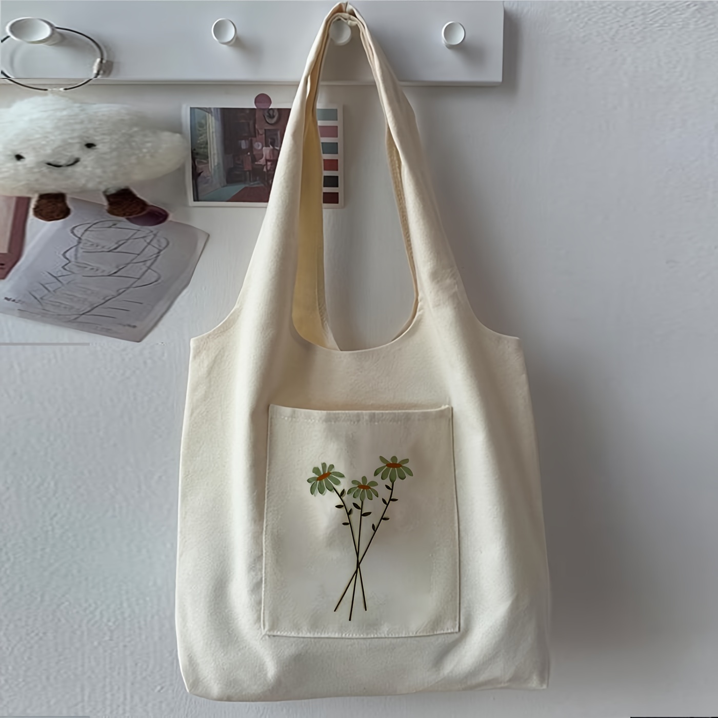 

Floral Graphic Tote Bag, Large Capacity Shoulder Bag, Women's Casual Handbag & Shopping School Bag