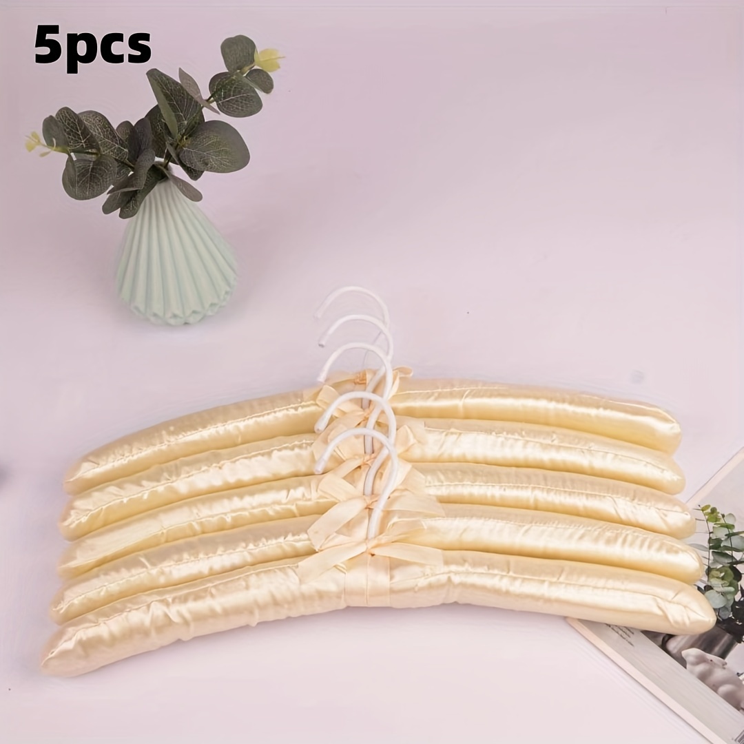 5pcs Silk Packaging Hangers Non Slip Durable Satin Covered Hangers