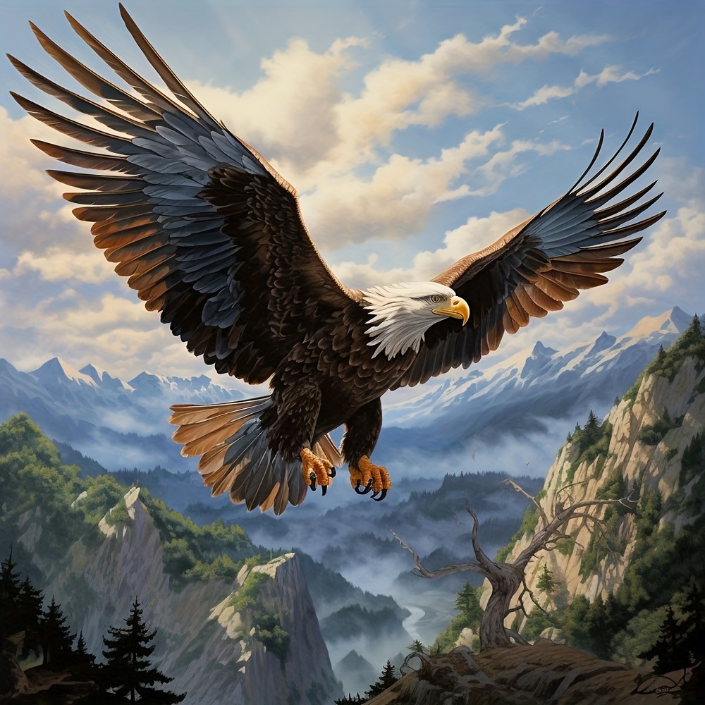 

1pc Large Size 40x40cm/15.7x15.7 Inches Frameless Diy 5d Diamond Painting Flying Eagle, Full Artificial Diamond Painting, Diamond Art Embroidery Kits, Handmade Home Office Wall Decor