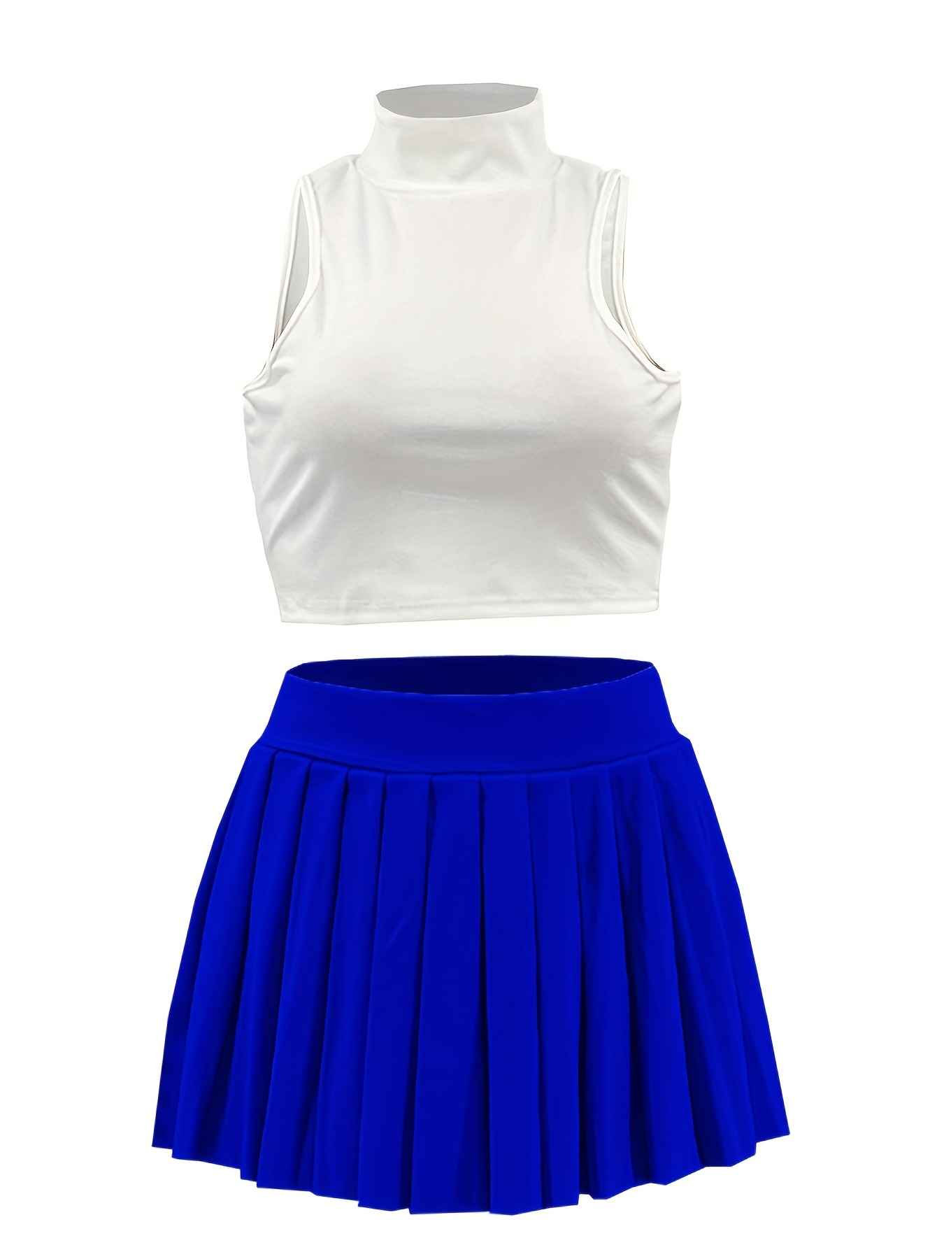  acelyn Tennis Skirts Sets Sexy Two Piece Outfits for Women  Summer Sleeveless Zip Crop Tops High Waist Golf Skater Mini Skirt  Clubwear,Blue,M : Clothing, Shoes & Jewelry