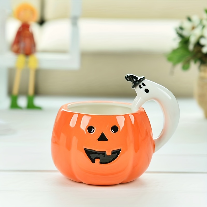 Creative Pumpkin Water Cup Ceramic Thermos Cup with Lid Exquisite Breakfast  Oatmeal Cup Heat-insulating Milk Cup Halloween Mugs