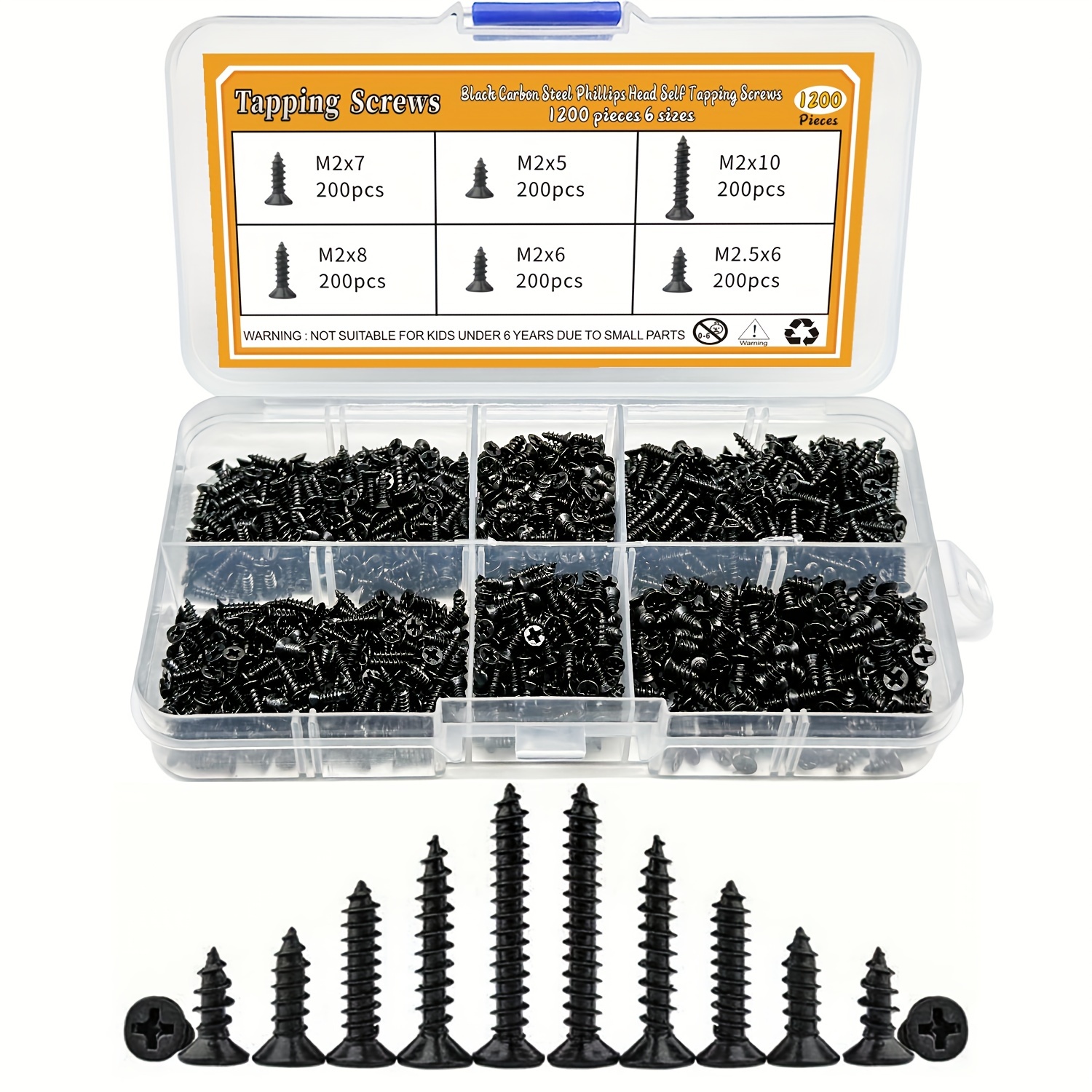 50pcs M1 M1.2 M1.4 M1.7 M2 M2.6 M3 M3.5 M4 Mini 304 Stainless Steel Cross  Phillips Flat Countersunk Head Self-Tapping Wood Screw (Color : 5mm, Size 