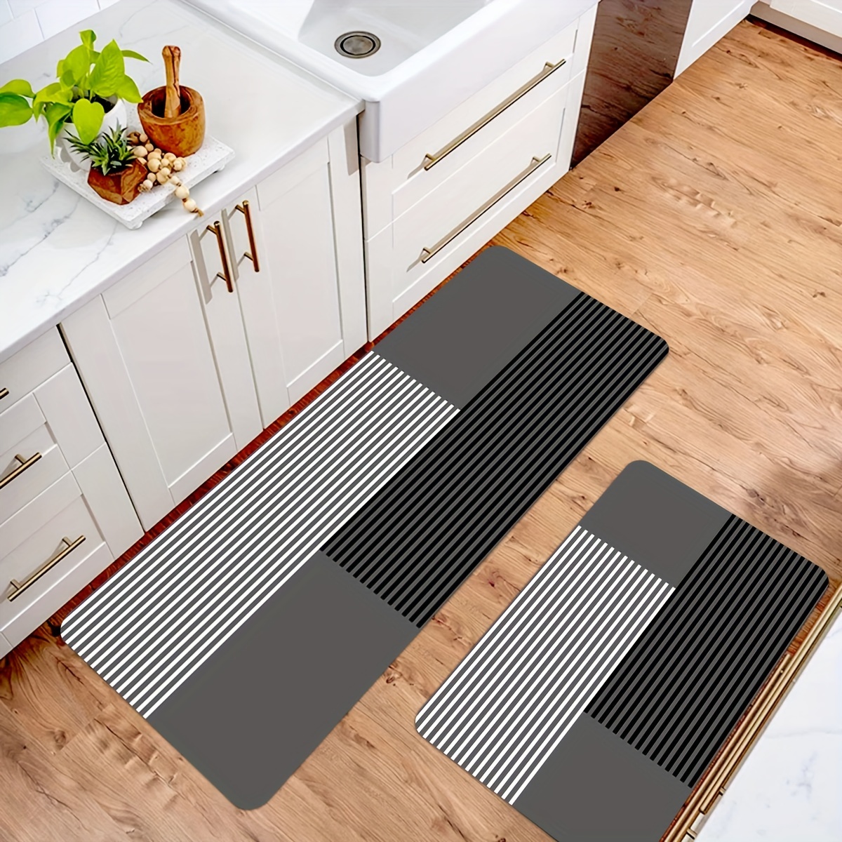 Soft Kitchen Mat Set, Modern Abstract Print Carpet, Absorbent Bath