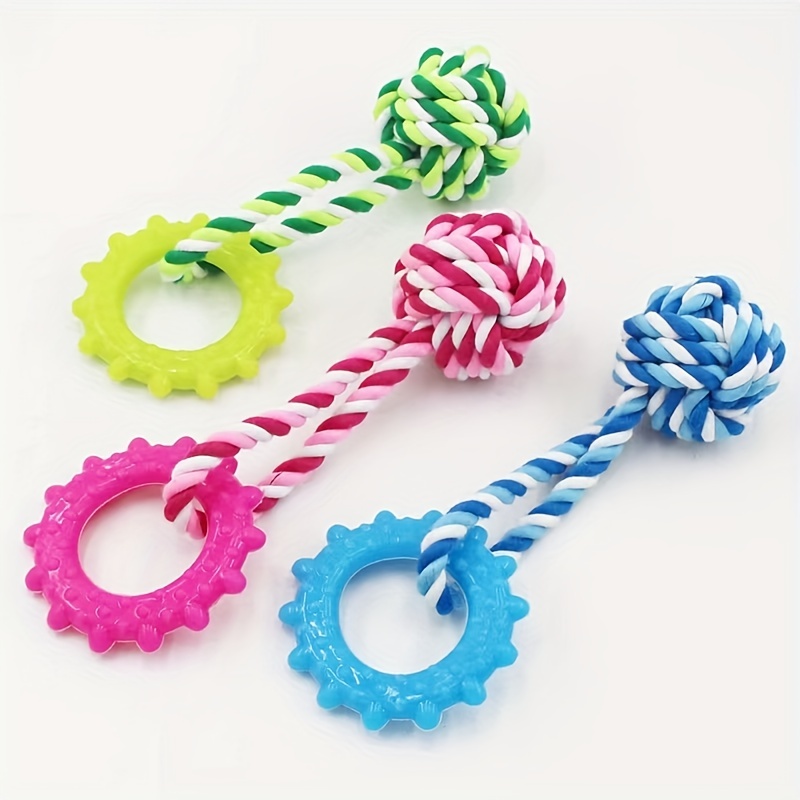 

1pc Pet Rope Chew Toy: Fun Training & Teeth Cleaning For Dogs - Random Color!