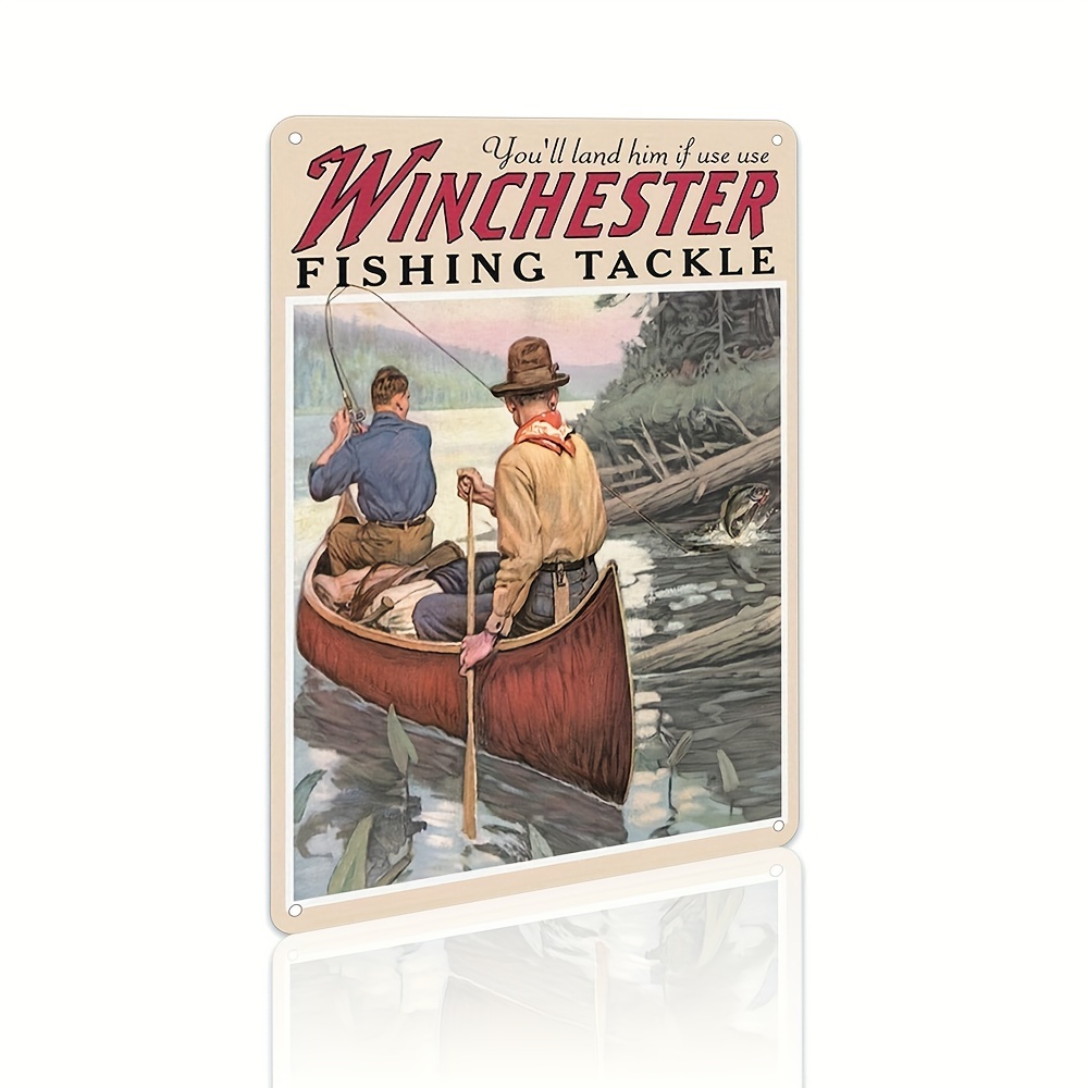Retro Metal Tin Sign Winchester Fish Tackle Hunting Fishing - Temu