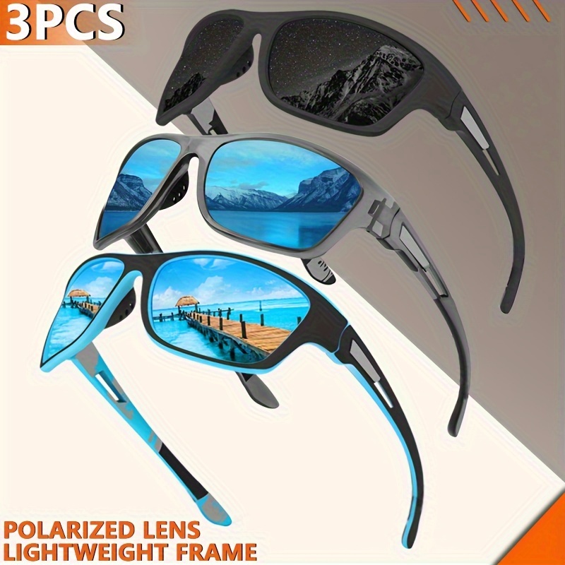 3pcs Polarized Sports Glasses For Driving, Cycling, And Fishing