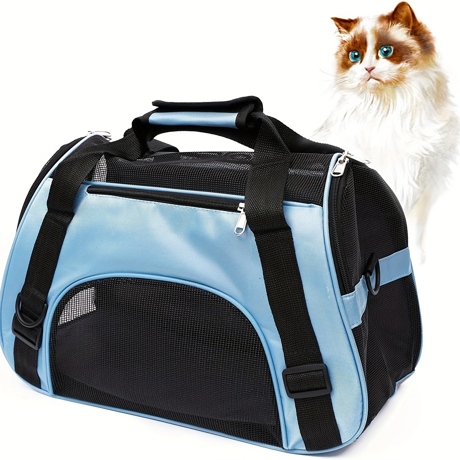 Portable Travel Foldable Cat Carrier Bag - Soft & Durable With Lid - Ivory  White & Black - Temu