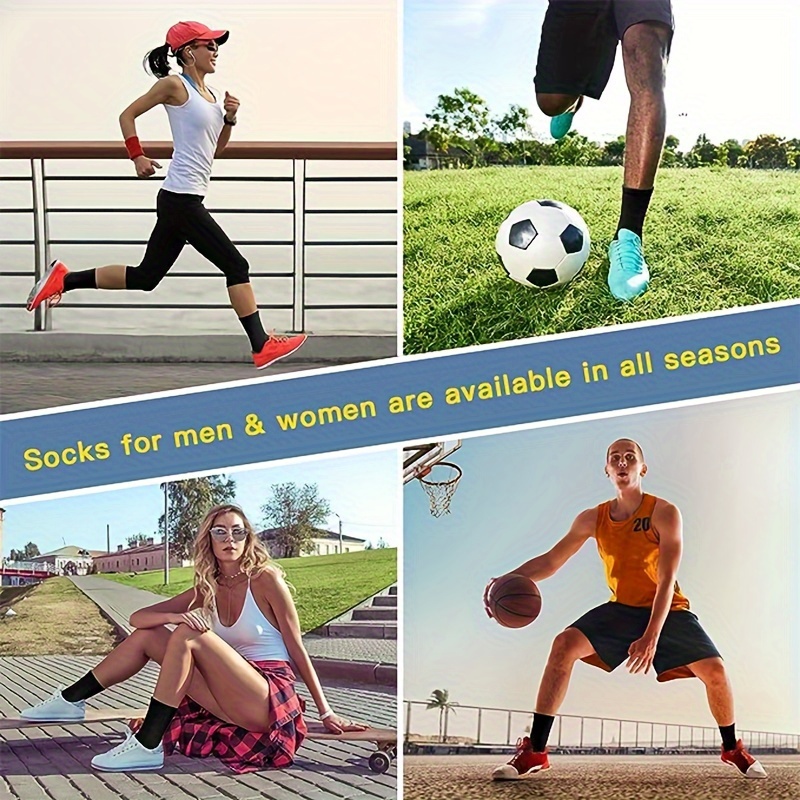 Men's Mid Crew Sport Socks Sweat-Absorbing Cotton Blend Comfy Breathable Socks
