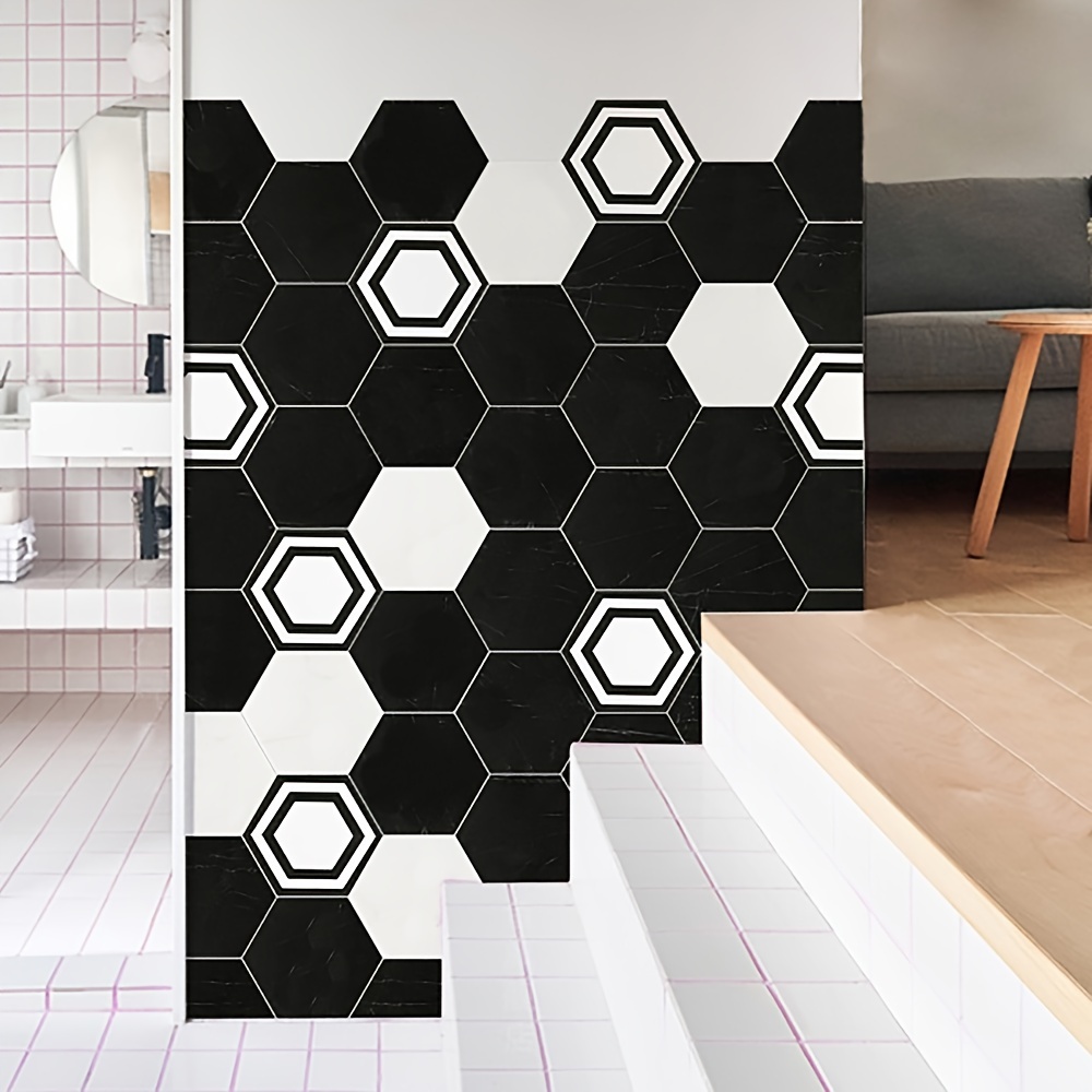 Hexagonal Tile Sticker White Kitchen Vinyl Decal Sticker - Temu