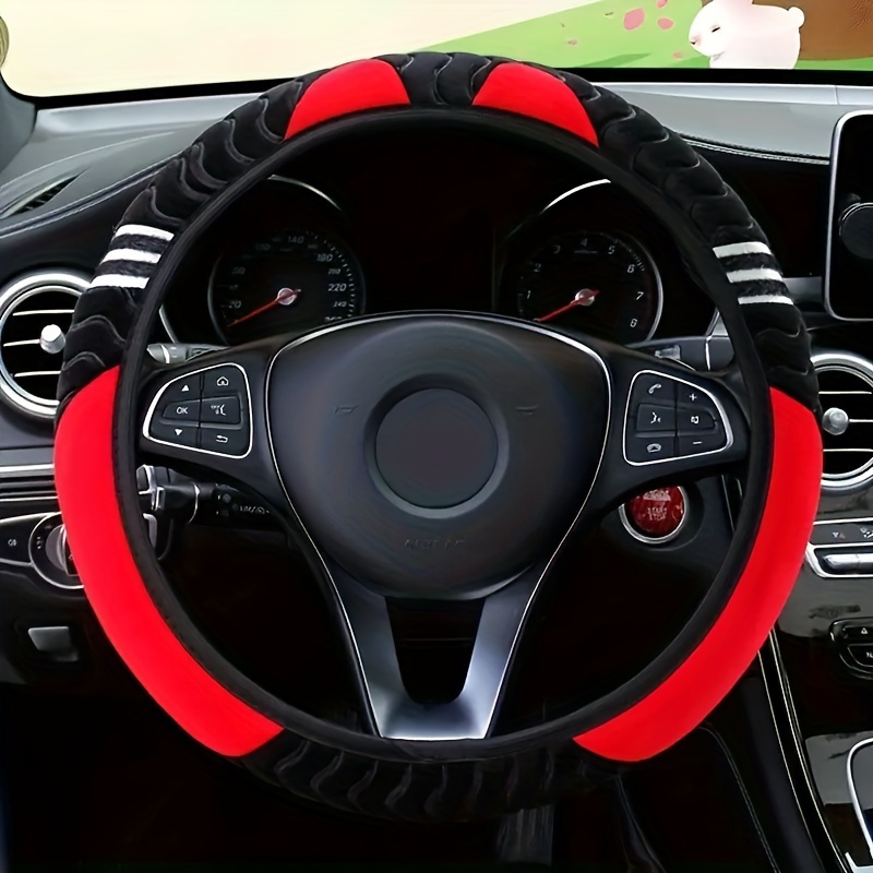 

1pc Comfortable, Soft And Cute Artificial Plush Steering Wheel Cover Without Inner Ring For All Seasons