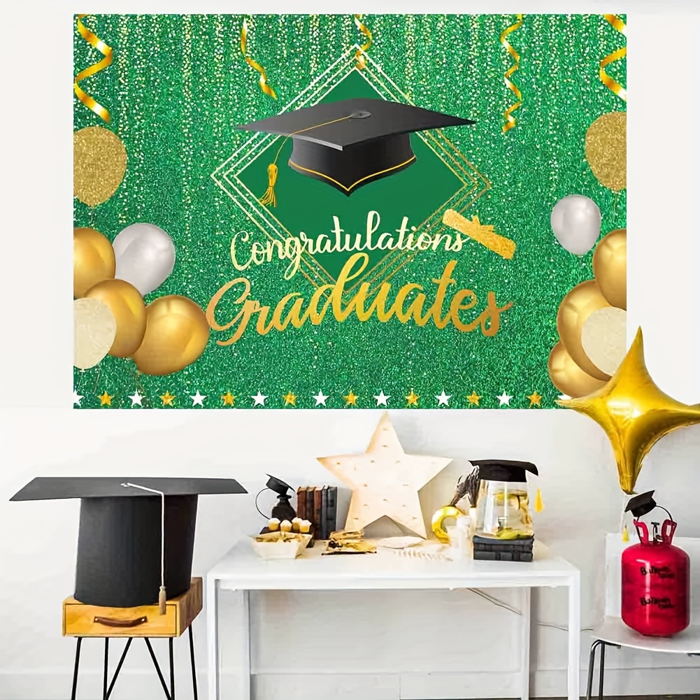 Green and Gold Graduation Decorations 2024 Congrats Grad Banner Backdrop  Graduation Decorations Class of 2024 Graduation Photo Booth Props College