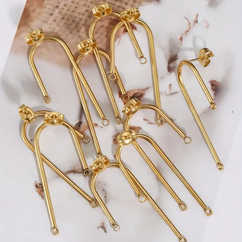 10pcs Stainless Steel Ear Studs Earring Post Base Pins With Ear Backs  Earplug For Earrings DIY Jewelry Making Components
