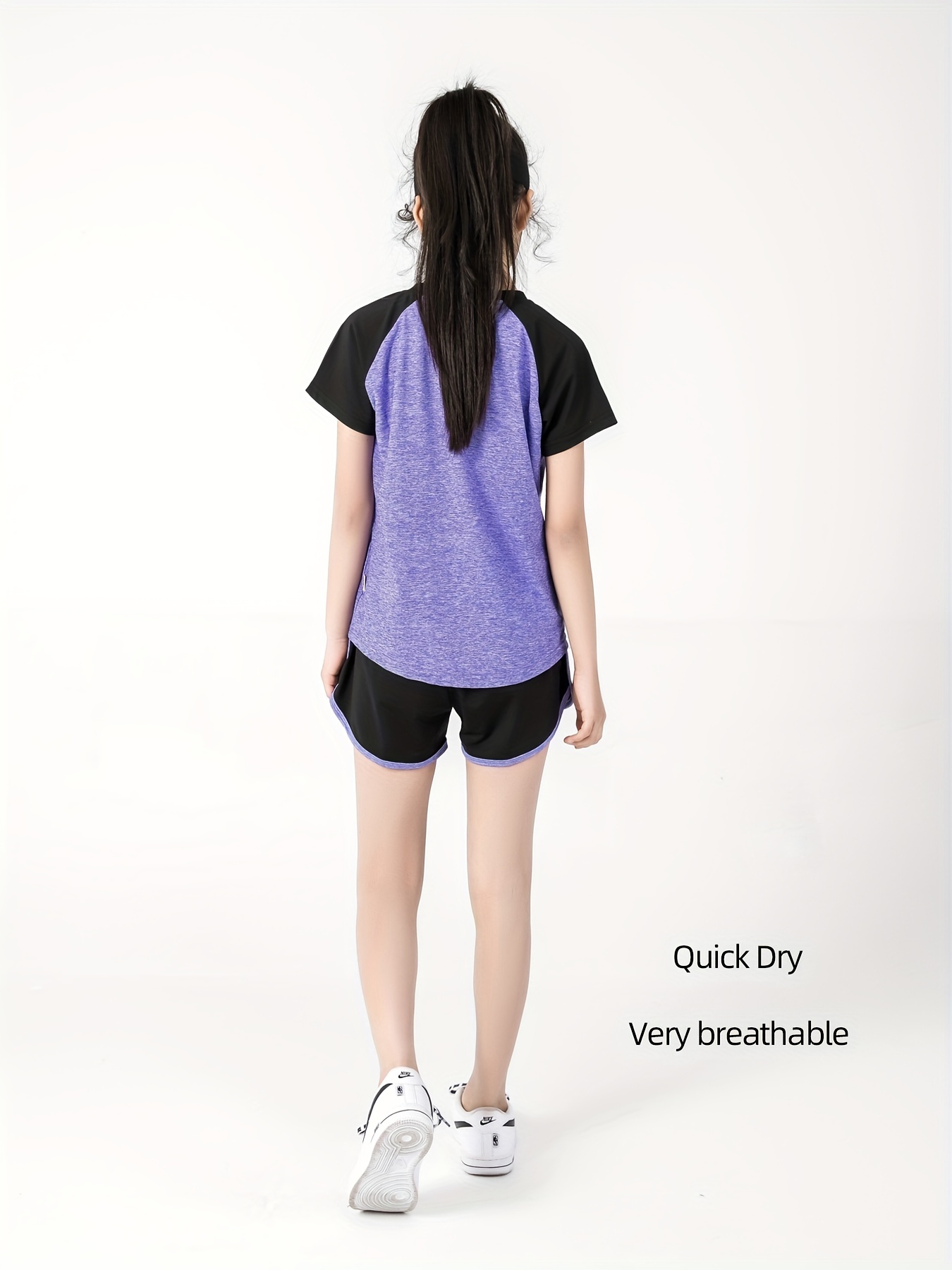 Girls Activewear Quick drying Raglan Sports Tee Track Shorts