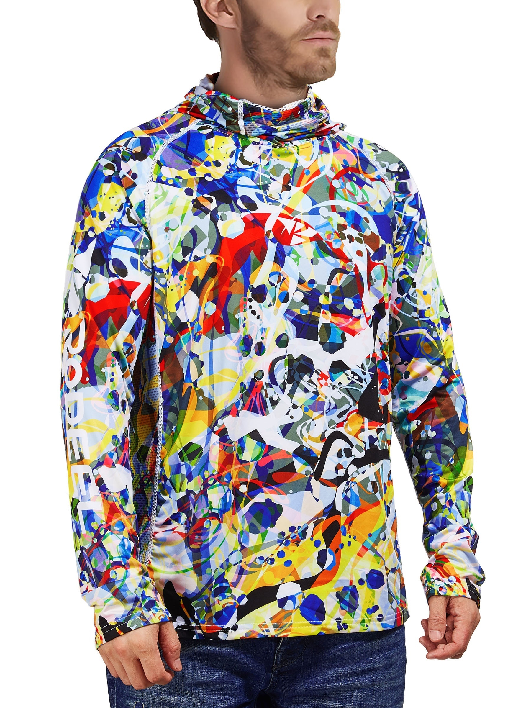 Kll Sea World Print Men'S Women’s Upf 50+ Sun Protection Outdoor Hoodie  Jacket Long Sleeve Fishing Hiking Performance Shirt- 3x-Large