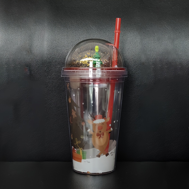 450ml Coffee Straw Cup Reusable Christmas Tumbler with Lid Xmas Santa  Snowman Party Drink Mug for Coffee Shop Drinkware