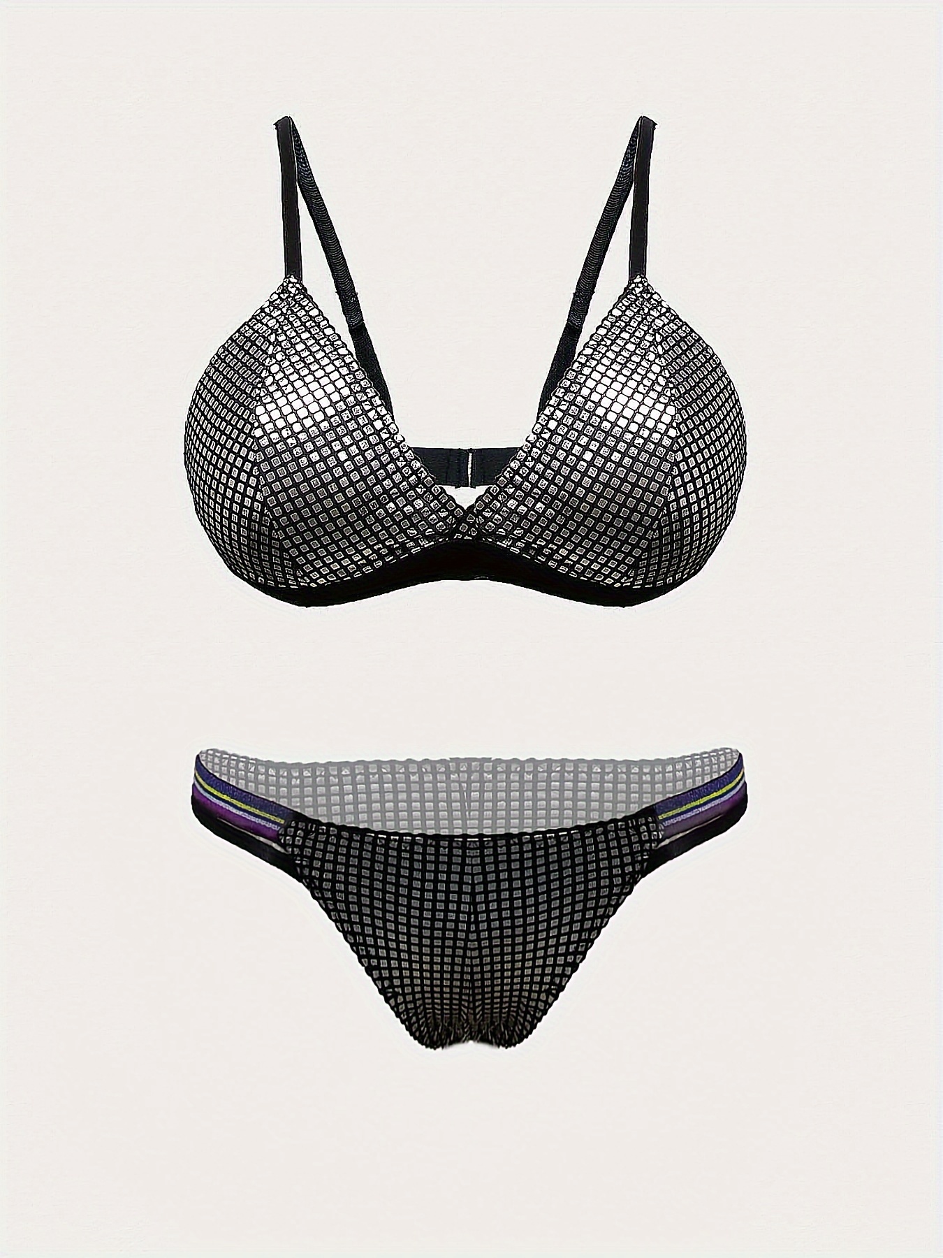 Buy ZXS STYLE Women Silver Metallic Bra Panty Lingerie Set Online