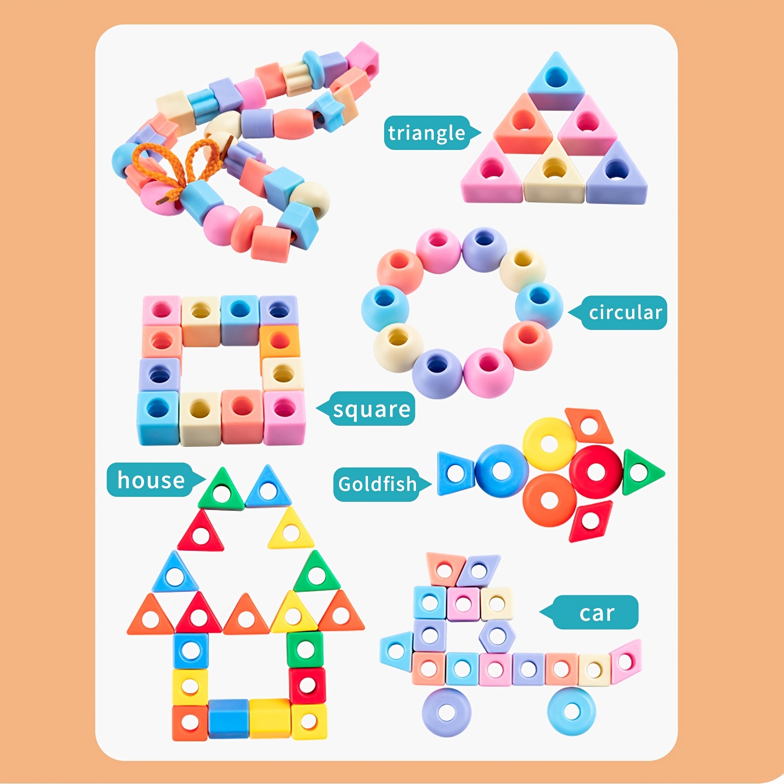 Beaded Building Blocks For Kids Toddlers Educational 4 - Temu