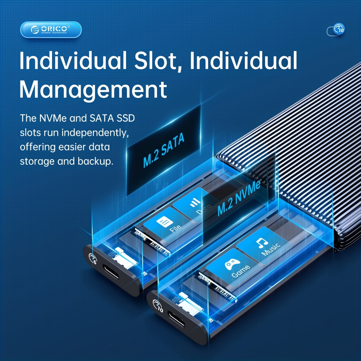 ORICO Dual M.2 NVMe SSD Enclosure adaptateur USB C vers M2 - Temu Belgium