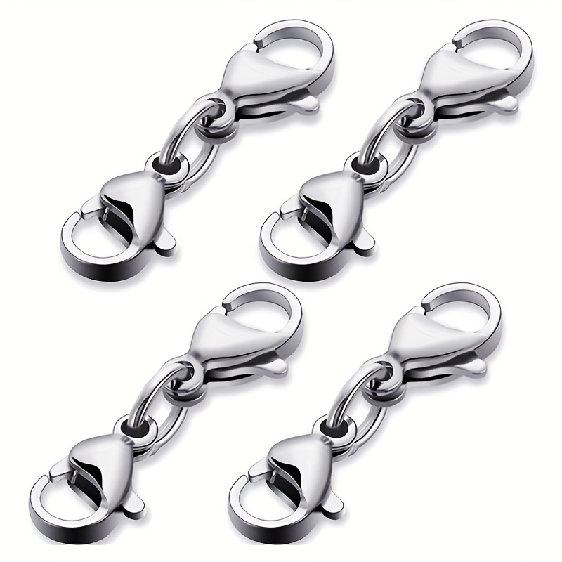 

4pcs Stainless Steel Double Lobster Clasp Extender Claw Connector Lanyard Snap Hook For Bracelet Necklace Chains Jewelry Making Findings Supplies