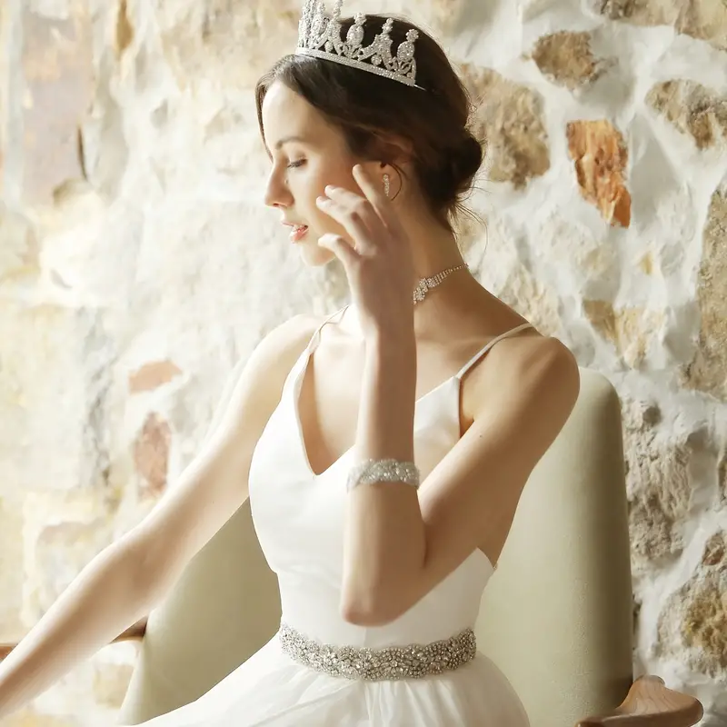 Bridal Belt With Pearls And Rhinestones Handmade Crystal Wedding Sash Belt  For Bride Dress